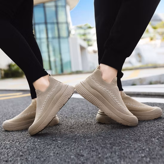 Chaussures de marche décontractées à enfiler pour hommes, chaussures à tricoter en plein air